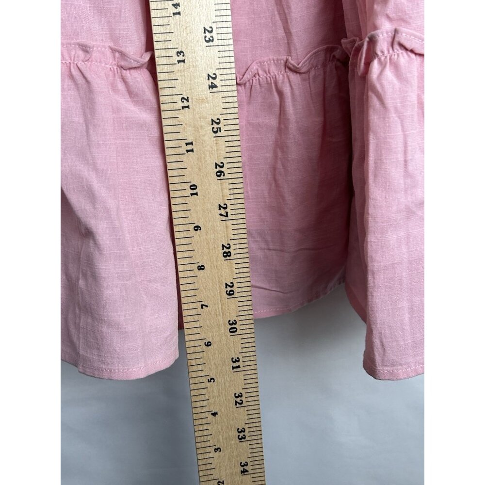 ZESICA V NECK SLEEVELESS TIE SHOULDER RUFFLE SWING SHORT SUNDRESSES PINK LARGE - Picture 6 of 8